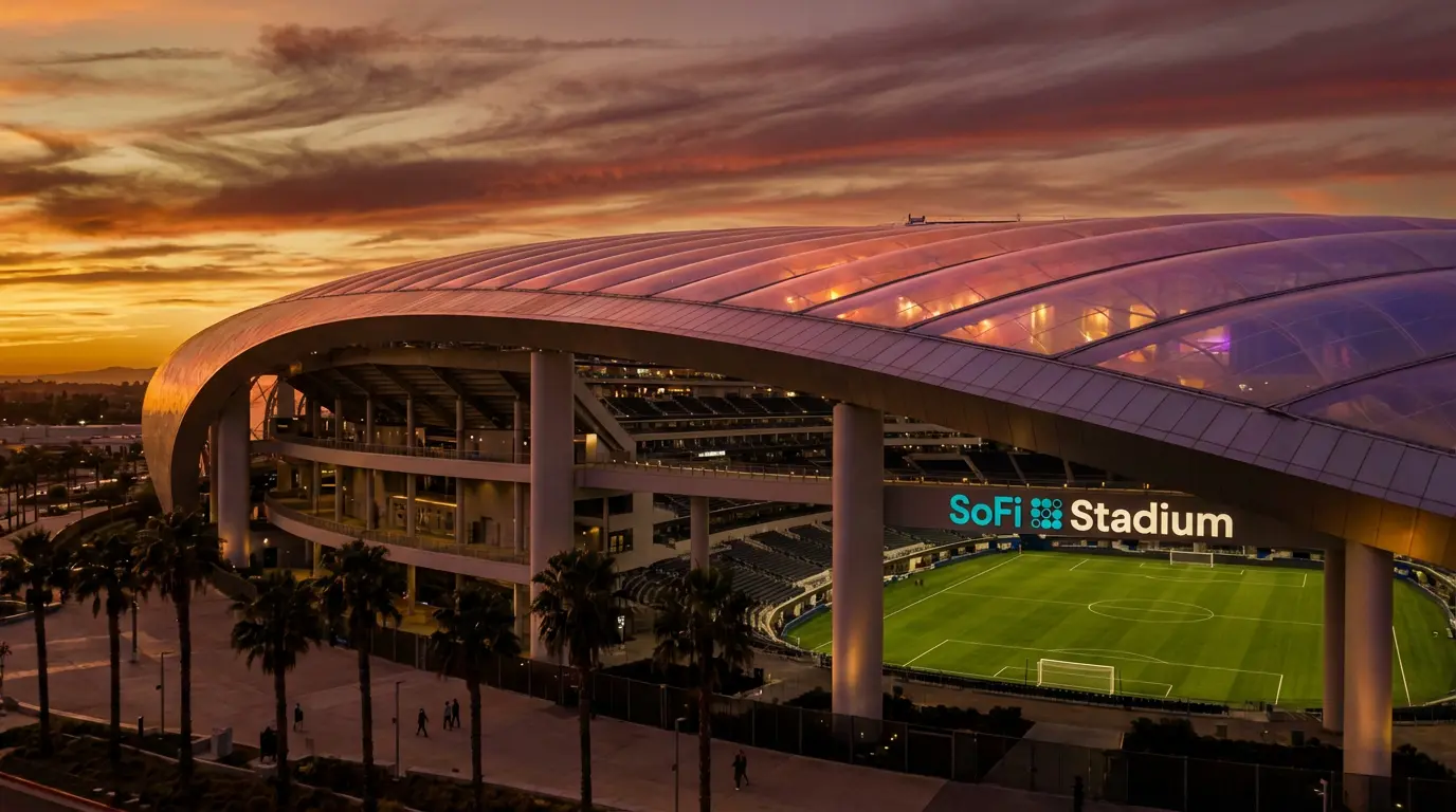 SoFi Stadium zu Inglewood Los Angeles fir d'WM 2026